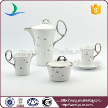 Diamante silver plated ceramic chinese tea set